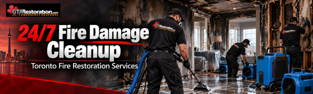 24/7 Toronto fire damage cleanup with smoke removal, drying and restoration equipment