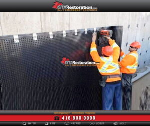 Exterior foundation membrane installation