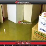 Sump pump installed in basement floor