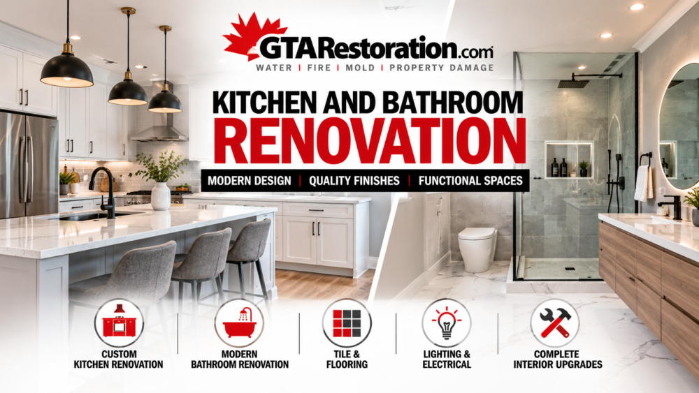 Kitchen and bathroom renovation Toronto by GTA Restoration