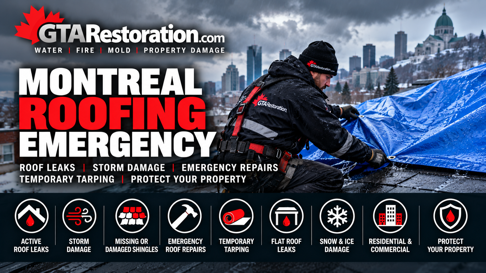 Montreal roofing emergency roof leak and storm damage repair