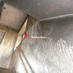Soot residue on walls and ceiling