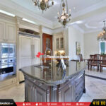 Custom island with pendant lighting