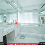 Tile flooring beside bathtub