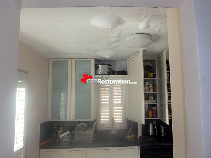 Bubbles ceiling water damage