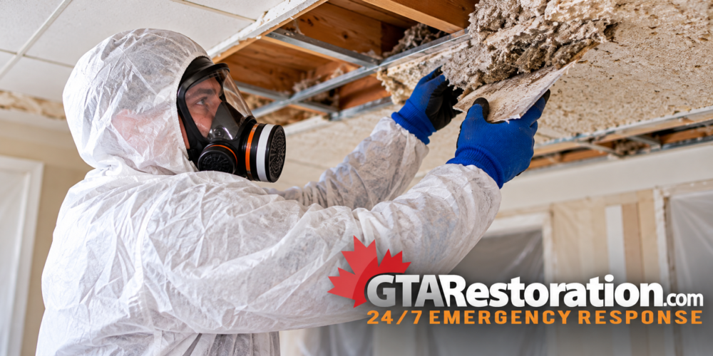 Asbestos testing Kanata technician inspecting older ceiling materials for possible asbestos contamination