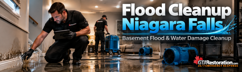 Flood Cleanup Niagara Falls for basement flooding, water extraction and structural drying