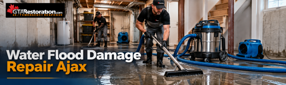 Water Damage Repair Ajax basement flood cleanup with water extraction equipment