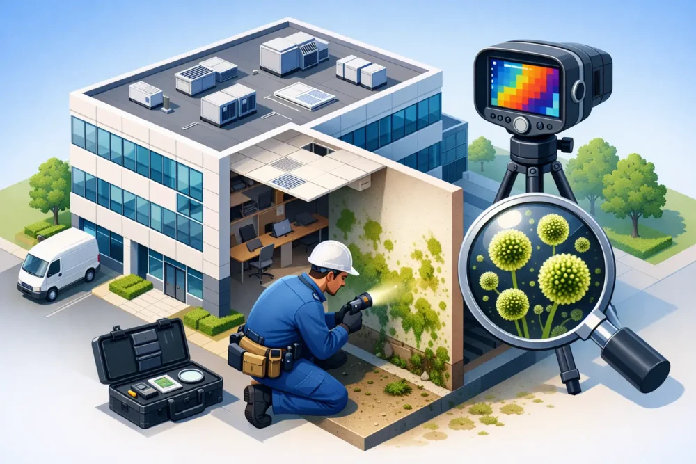 Commercial mold inspection in an active building