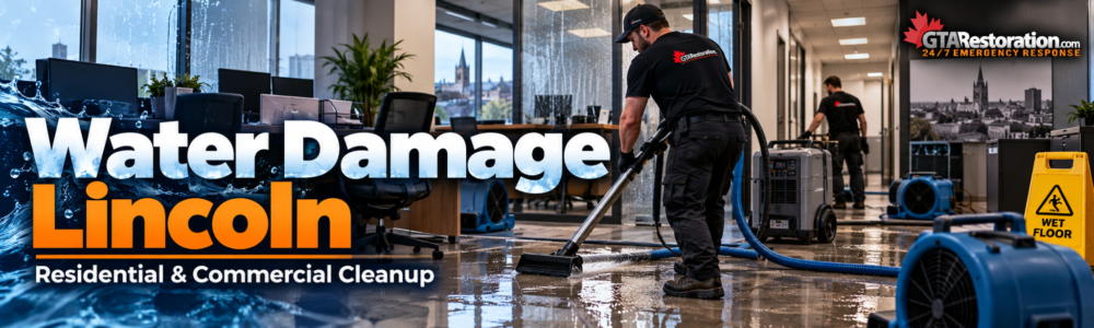 Commercial water damage Lincoln with water extraction, drying equipment and professional property restoration