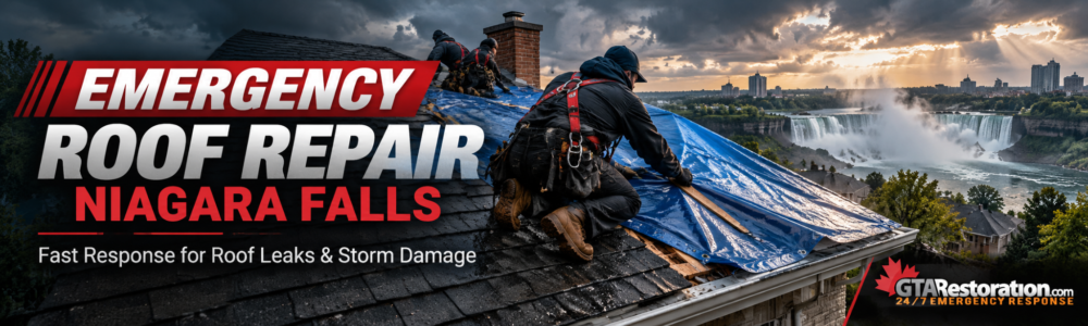 Emergency roof repair Niagara Falls with temporary roof protection after storm damage