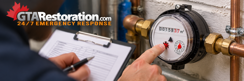Technician checking a water meter’s flow indicator to find small home leaks