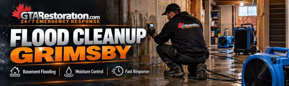 Flood Cleanup Grimsby basement moisture inspection and drying with professional restoration equipment