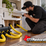 Drying hoses reaching concealed spaces beneath a built-in wall unit