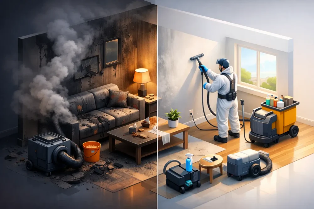 Smoke cleanup after a fire