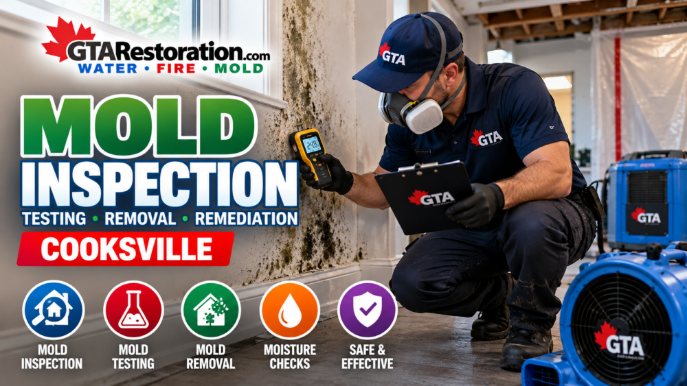 Mold inspection testing and removal in Cooksville with moisture checks for homes, condos and businesses