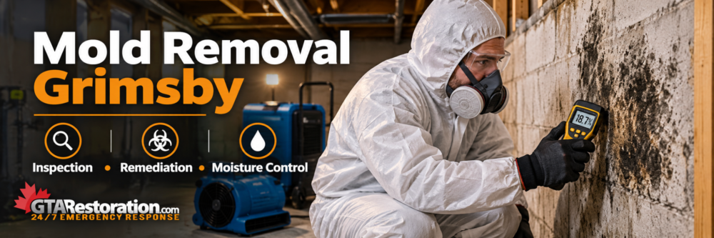 Mold Removal Grimsby basement inspection and moisture assessment by GTA Restoration