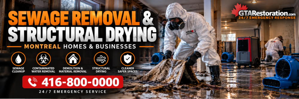 Montreal sewage removal and structural drying with cleanup crews and drying equipment