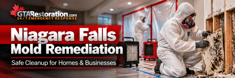 Niagara Falls mold remediation with containment, damaged material removal and professional cleanup