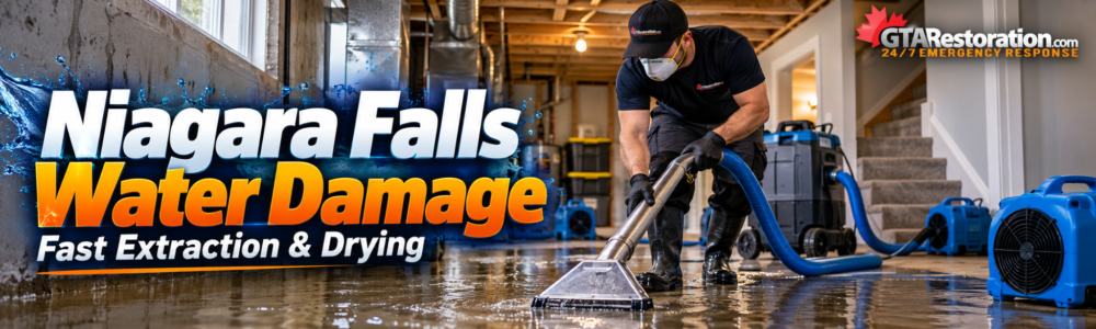Niagara Falls water damage restoration with fast extraction, structural drying and professional cleanup