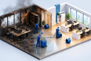 Office Fire Restoration Example – Cleanup, Drying & Repairs