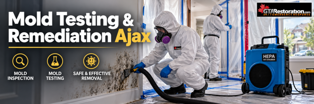 Mold remediation Ajax with professional mold testing, containment and HEPA air cleaning