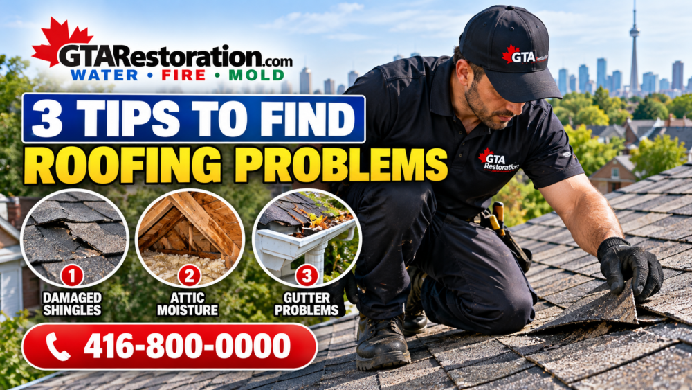 Roofing Problems Inspection Warning Signs Roofing inspection showing damaged shingles, attic moisture and gutter problems before roof damage gets worse