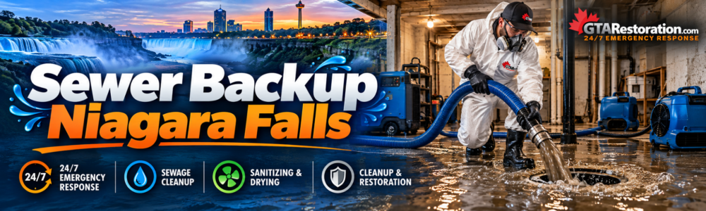 Sewage cleanup Niagara Falls with professional extraction, sanitizing and structural drying