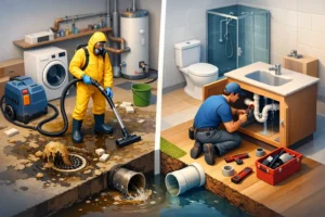 Sewer Backup Cleanup vs Plumbing: Who Handles What?