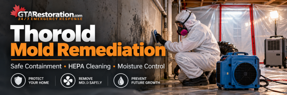 Thorold mold remediation with containment, HEPA cleaning and moisture control