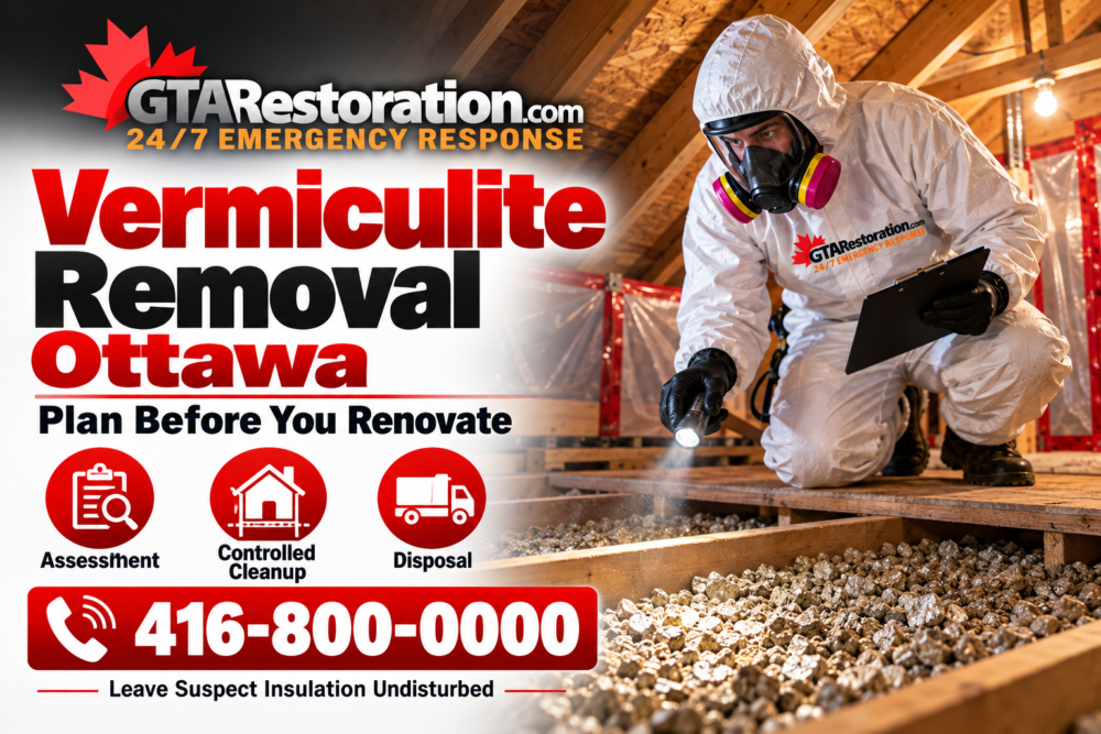 Promotional illustration of a protected assessor checking attic insulation with a flashlight and clipboard.
