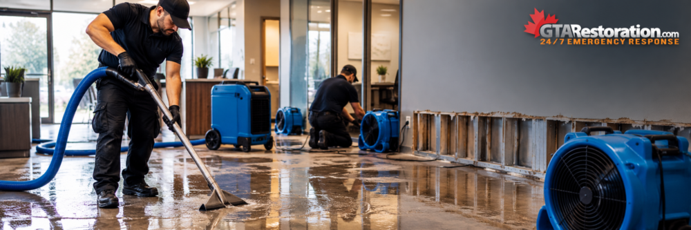 Water Damage Grimsby basement water extraction and structural drying by GTA Restoration