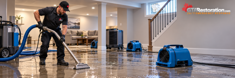 Water Damage Grimsby commercial water extraction and drying with professional restoration equipment