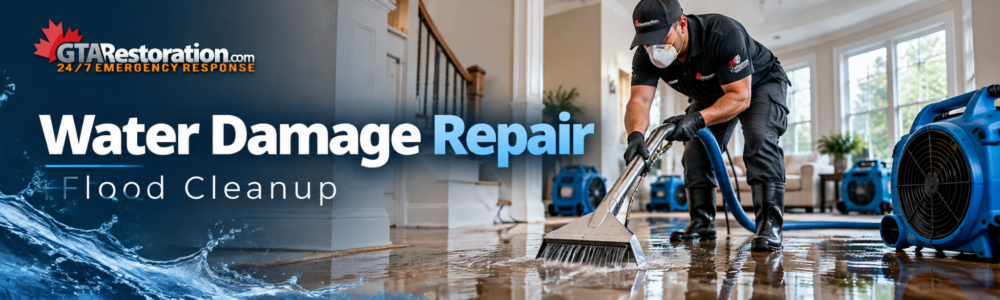 Water Damage Repair and flood cleanup with professional water extraction and drying equipment