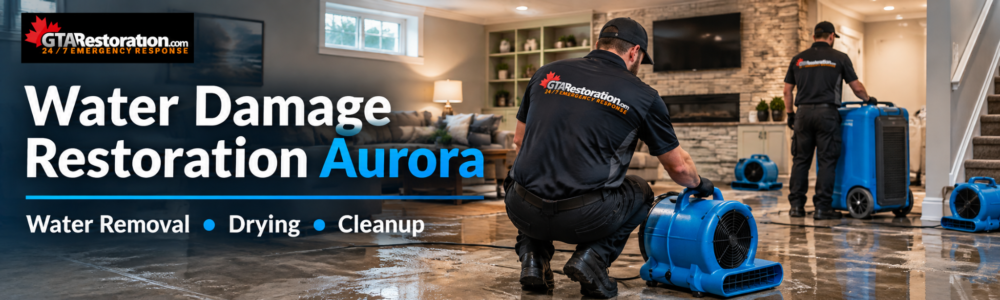 Water Damage Restoration Aurora with professional water removal, air movers and structural drying