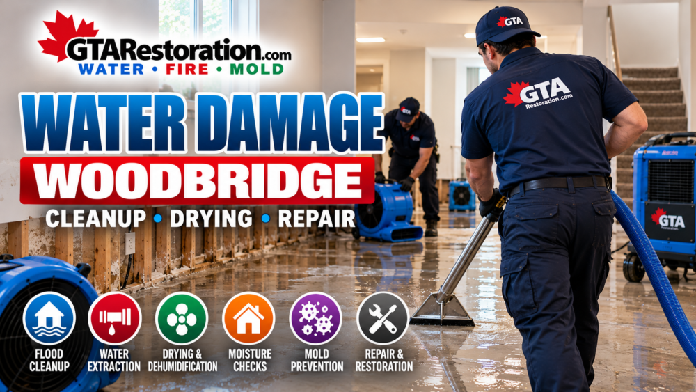 Water Damage Woodbridge Cleanup Drying Repair Water Damage Woodbridge cleanup with flood water extraction, drying, moisture checks and repair